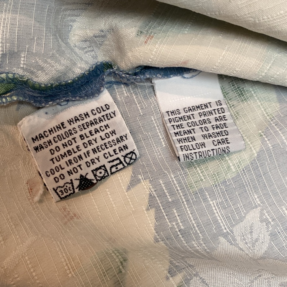 TOMMY BAHAMA Relax 100% SILK Hawaiian leaf print button up shirt Sz L light Blue - Picture 7 of 11